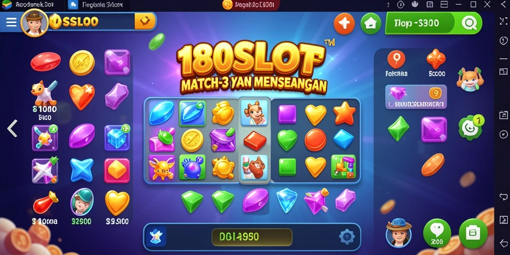 Screenshot gameplay <strong>180SLOT</strong> menunjukkan keseruan permainan Match-3.