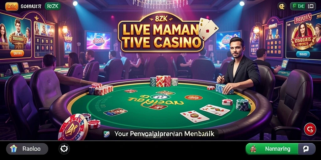 Tampilan gameplay Live Casino yang mendebarkan di 8ZK dengan dealer langsung dan interaksi nyata.
