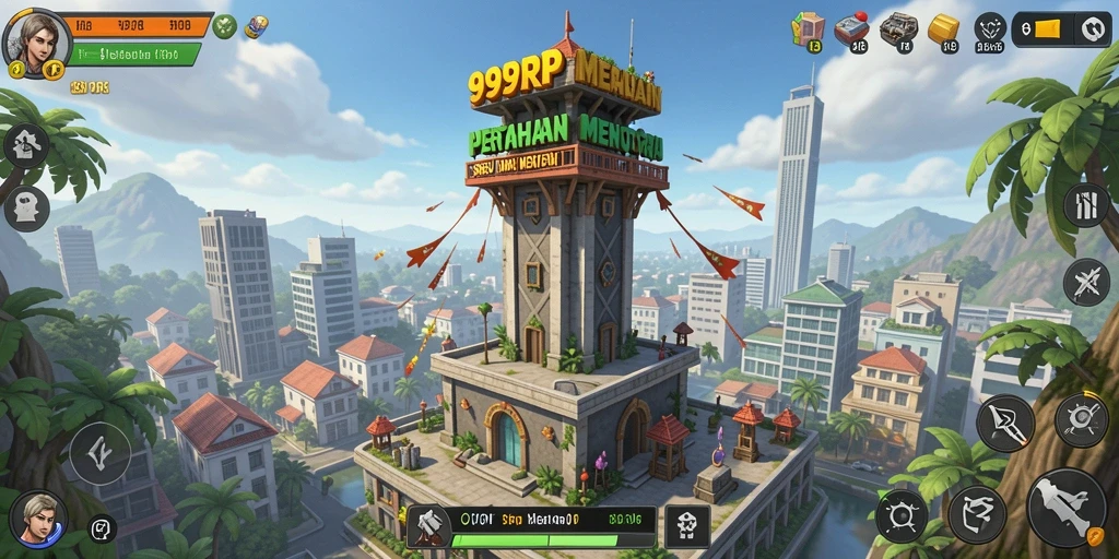 Gameplay menegangkan dalam 99RP dengan strategi menara yang mendebarkan.