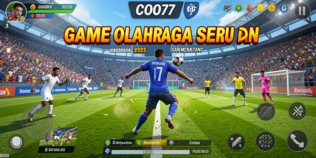 Tangkapan layar dari gameplay seru COO77 saat bertanding di lapangan olahraga.
