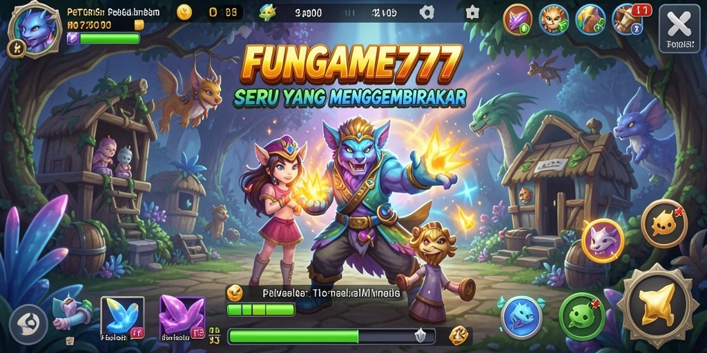 Tampak gameplay seru dari FUNGAME777 saat pemain menjelajahi dunia petualangan.