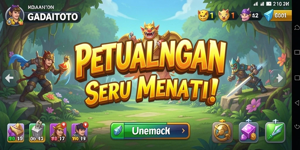 Tangkapan layar GADAITOTO menampilkan aksi seru dalam petualangan.