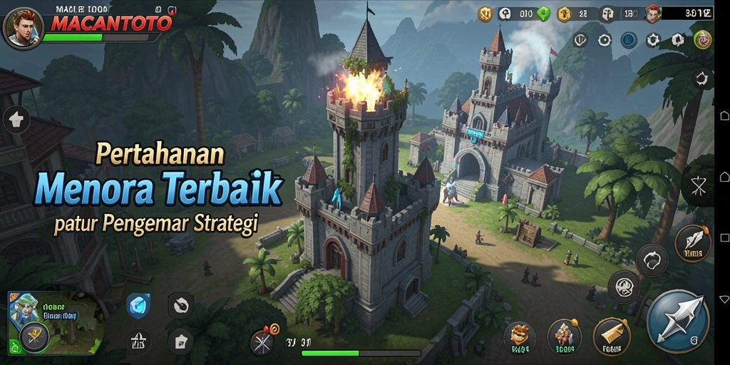 Screenshot utama gameplay Tower Defense yang menegangkan di MACANTOTO.