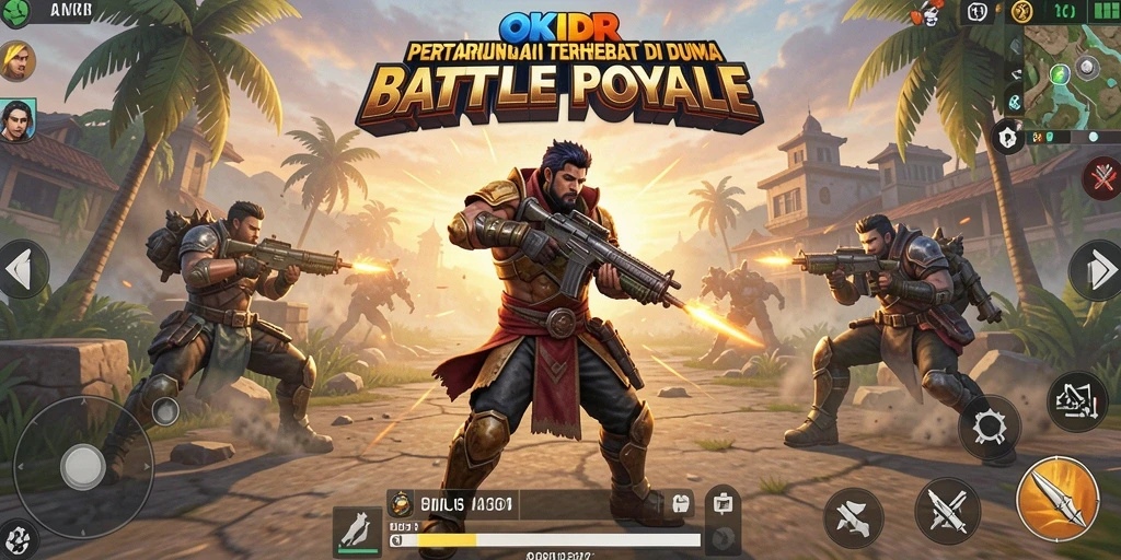 Screenshot OKIDR menampilkan aksi seru dalam pertempuran Battle Royale.