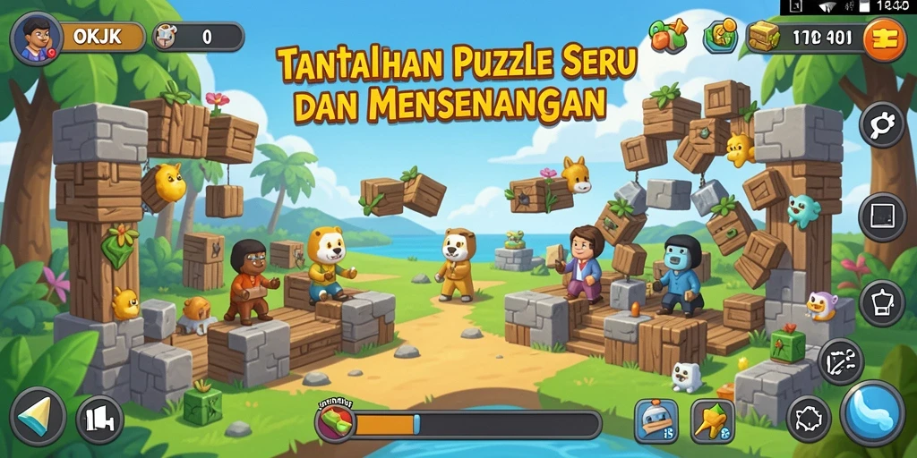 Screenshot OKJK menampilkan tantangan puzzle yang menarik dan seru.