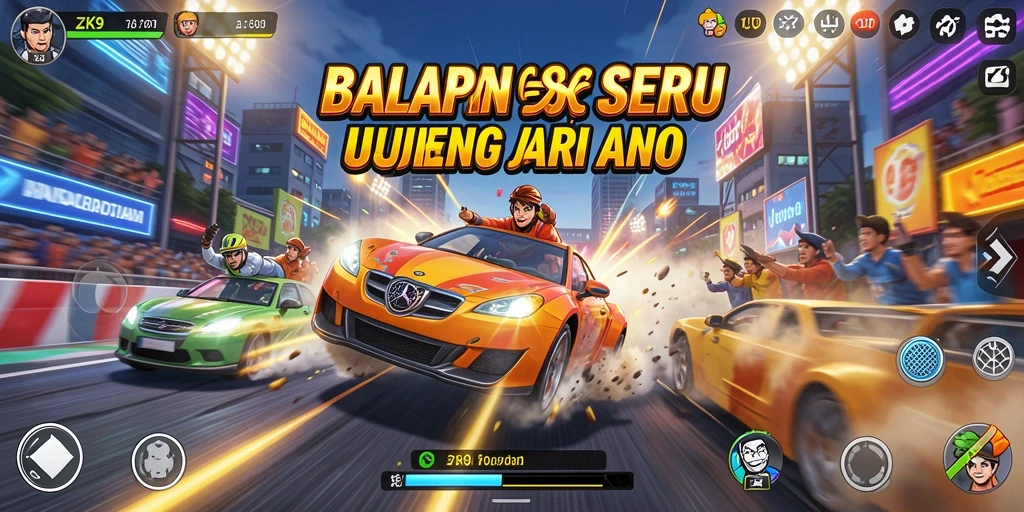 Gameplay ZK9 menampilkan balapan seru dengan mobil cepat.